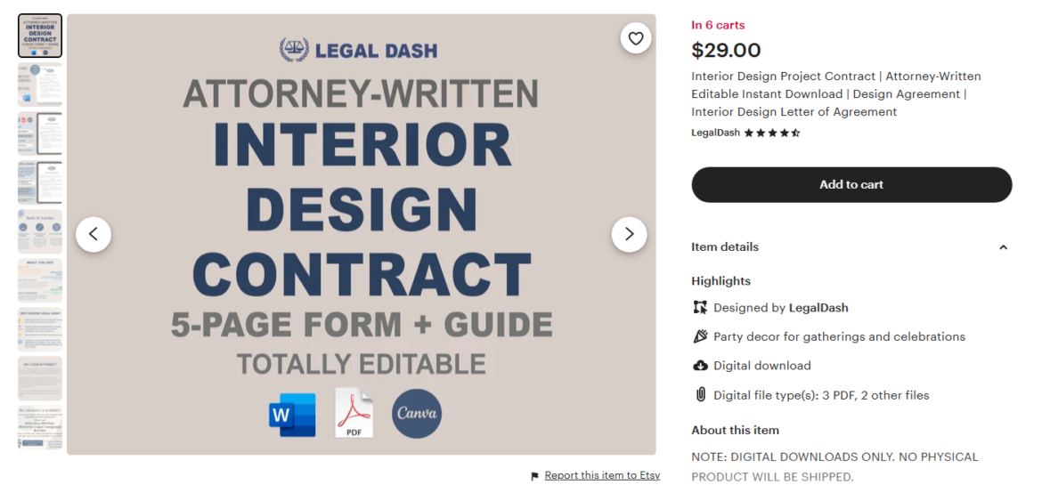 legal dash interior design contract template