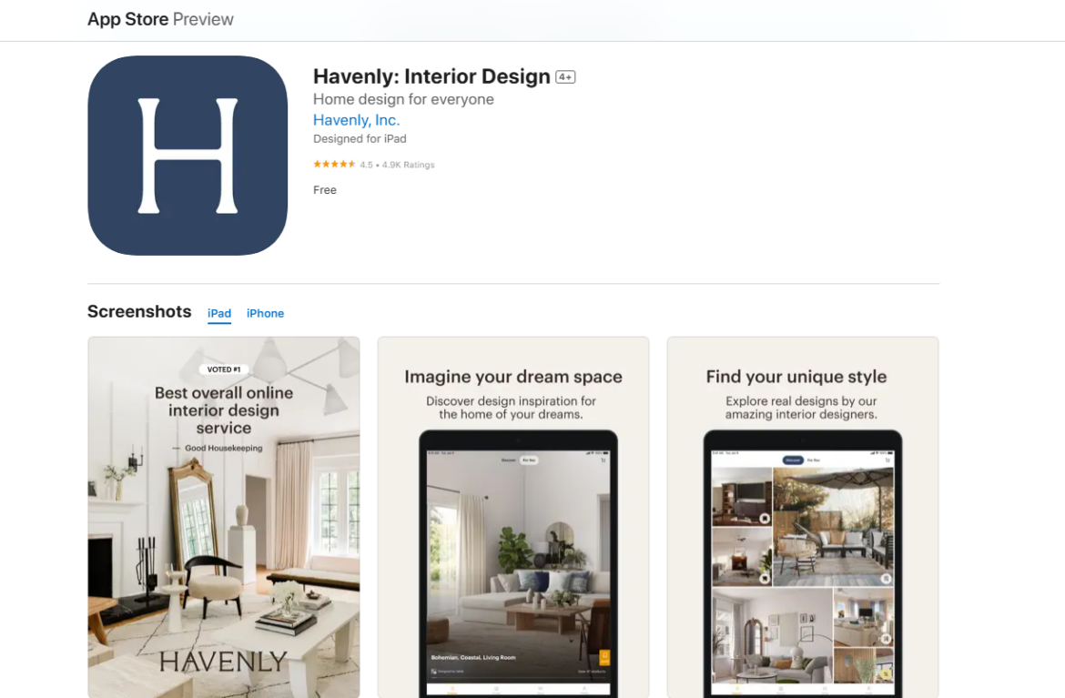 havenly interior design app