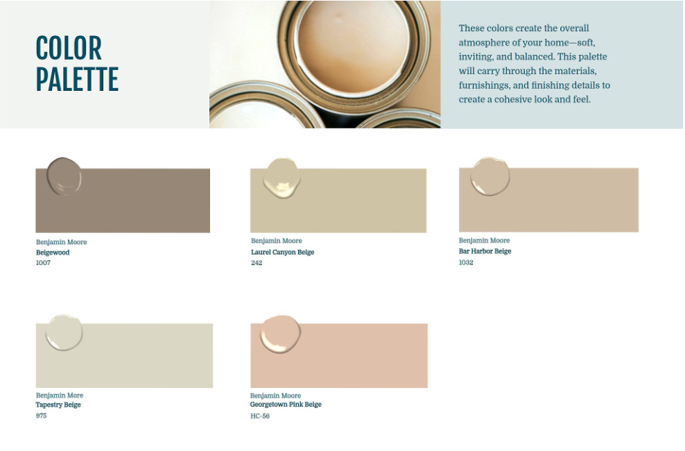 interior design presentation color palette example slide