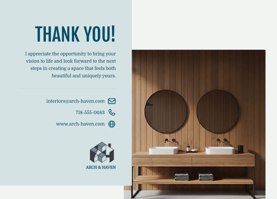 interior design presentation thank you example slide
