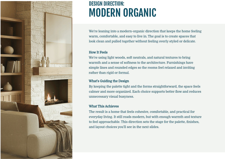 interior design presentation design direction example slide