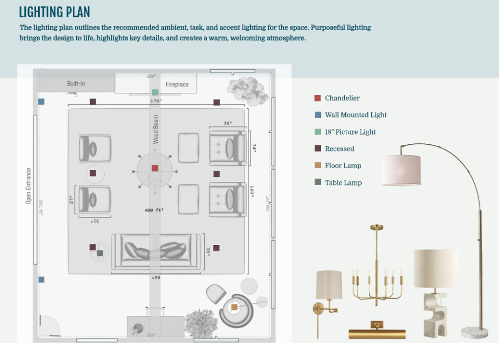 interior design presentation lighting plan example slide