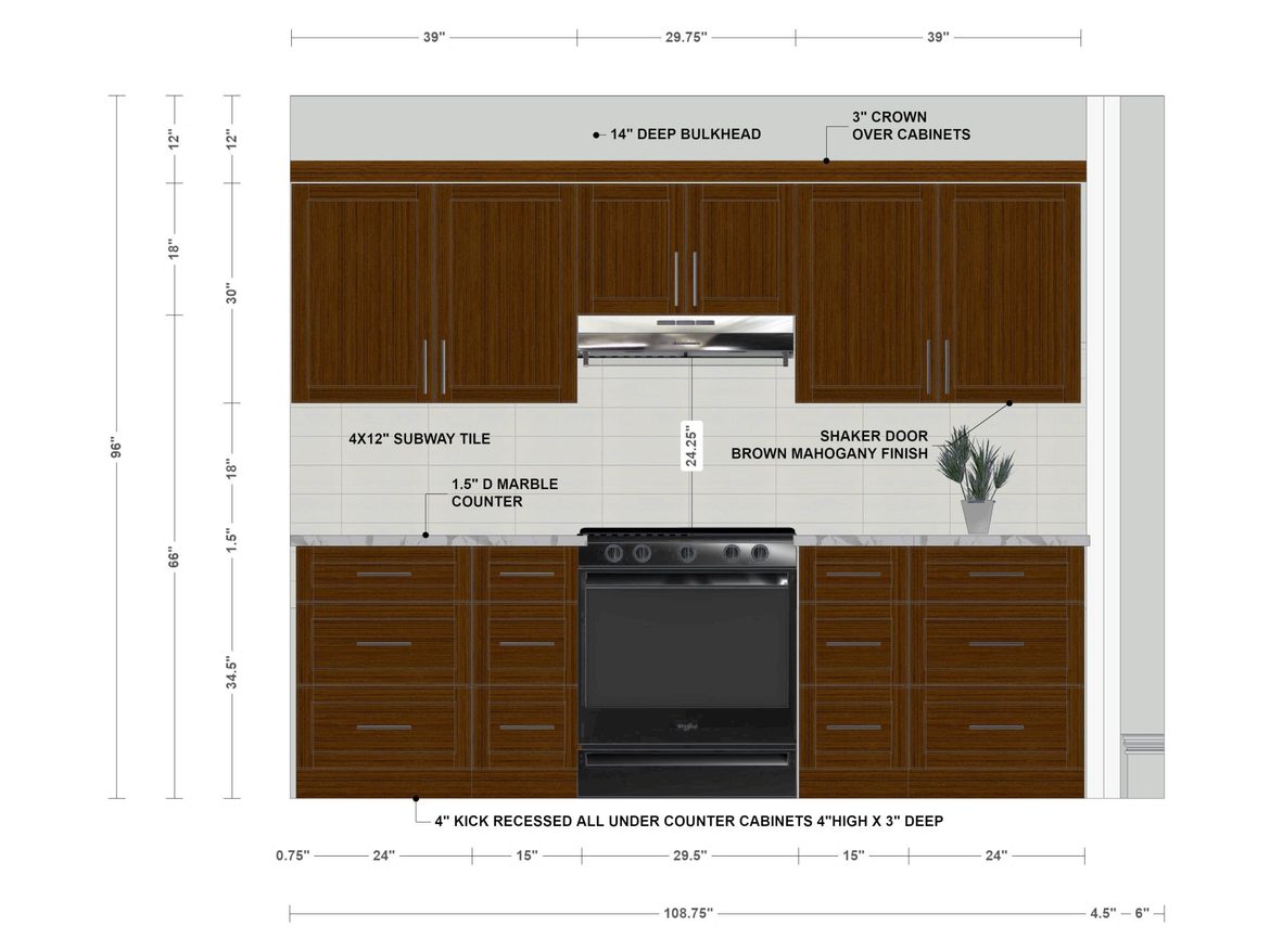 elevations example, stove range